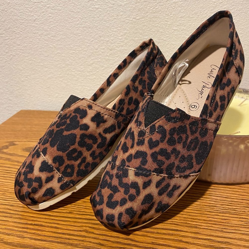 Charlie Paige Leopard Print Canvas Ballet Shoes - Picture 2 of 11